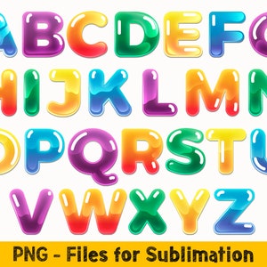 Pacote de alfabeto colorido PNG, arquivos de letras Doodle PNG, fonte colorida, clipart de alfabeto, arquivos de letras coloridas PNG para design de sublimação