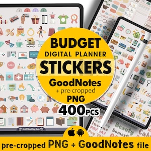 GoodNotes Budget Stickers: 400+ Digital Planner Stickers (PDF, PNG)