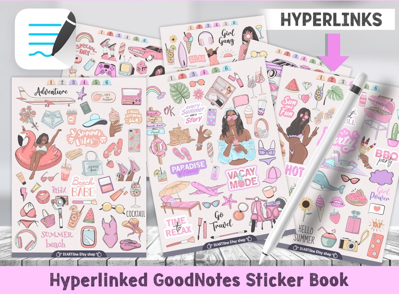 African American Ladies Goodnotes Stickers set of 250 stickers