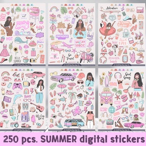 The planner sticker set includes GoodNotes sticker book file, PDF printable file, PDF vector single stickers and PNG single stickers do not need to be cut out and are easy to use (for iOS and Android).