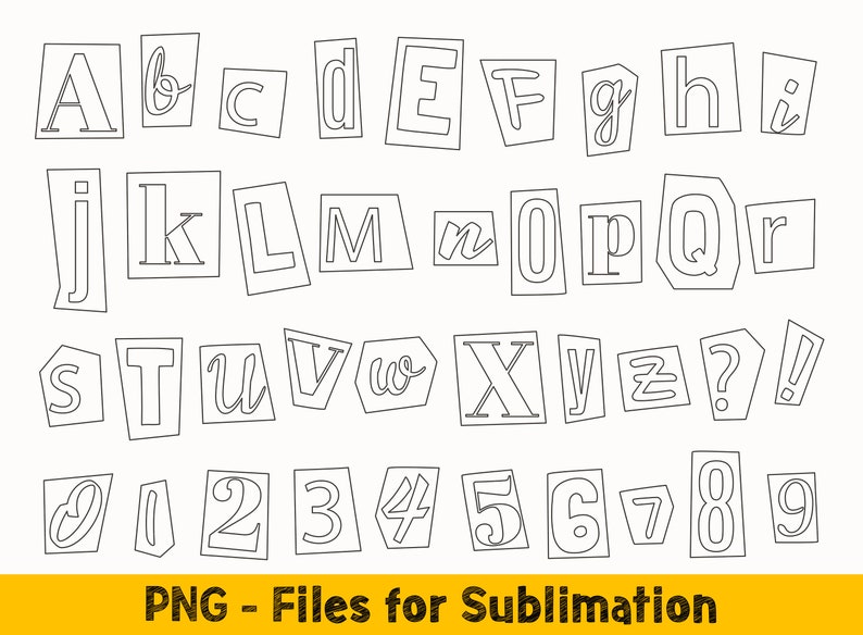 Svg Fonts for Cricut, Alphabet Svg Bundle, Cropped Magazine Letters Svg