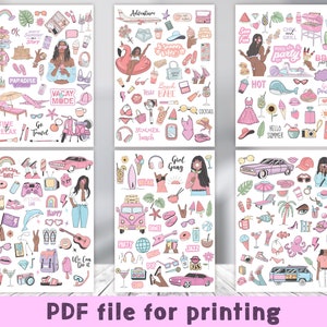 All images are placed in a PDF file for printing on B4 size. You can also rearrange and rescale elements in the file by yourself using any graphic editor (even Microsoft Word), PDF formats single stickers are perfect for this