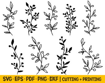 Botanical Leaf Branch SVG Bundle: Floral Border Cut Files (Digital Download)