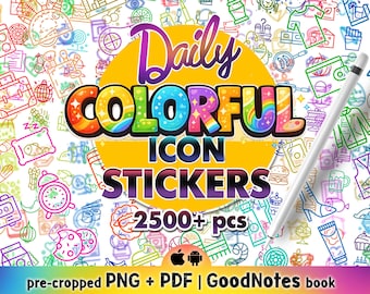 Digital planner stickers Png Pdf, Colorful goodnotes stickers, Daily planner icons, Goodnotes elements icon stickers, Digital sticker pack