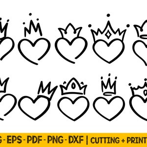 Crown Heart SVG Bundle: Cricut Cut Files (Digital Download)