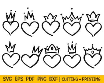 Heart Svg Files For Cricut, Open Heart Svg, Crown Heart Clipart Silhouette Svg, Simple Svg For Cricut, Minimalist Svg, Laser Cut Files Svg