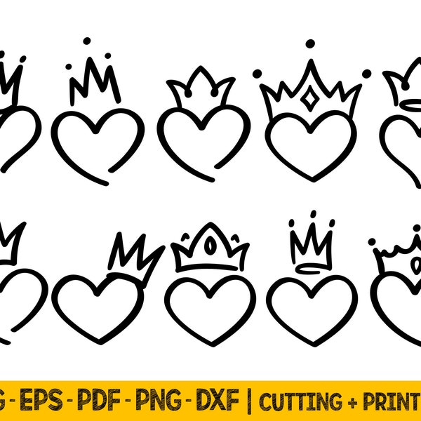 Heart Svg Files For Cricut, Open Heart Svg, Crown Heart Clipart Silhouette Svg, Simple Svg For Cricut, Minimalist Svg, Laser Cut Files Svg