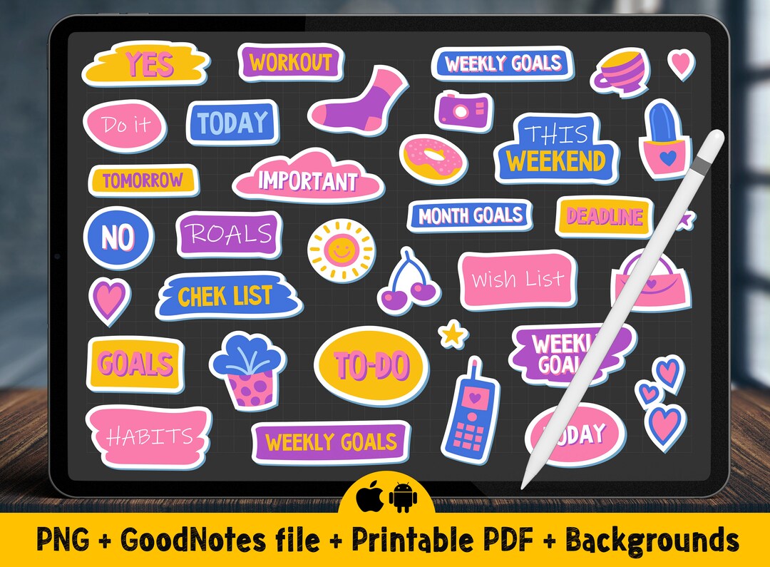 Digital Stickers for Goodnotes Png, Svg Cut Files, Planner Stickers ...