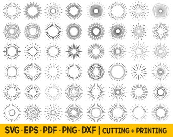 Boho Sun SVG Bundle: Sunshine Rays Clipart (Laser Cut Files)