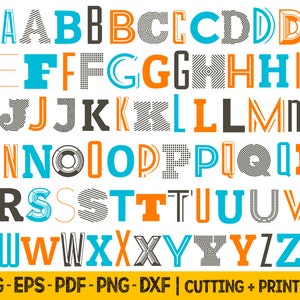 Alphabet Svg Files For Cricut, Font Svg Bundle Alphabet, Geomtric Abstract Alphabet Clipart Png For Sublimation, Set Of 3 Letter Designs