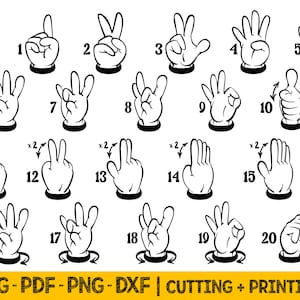 Asl Numbers Svg for Cricut, Sign Language Svg Files for Cricut, Vector ...