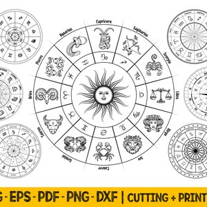 Sternzeichen Rad des Jahres Konstellation SVG, himmlische geschnitten Datei, Sternzeichen Bundle, Sternzeichen Logo