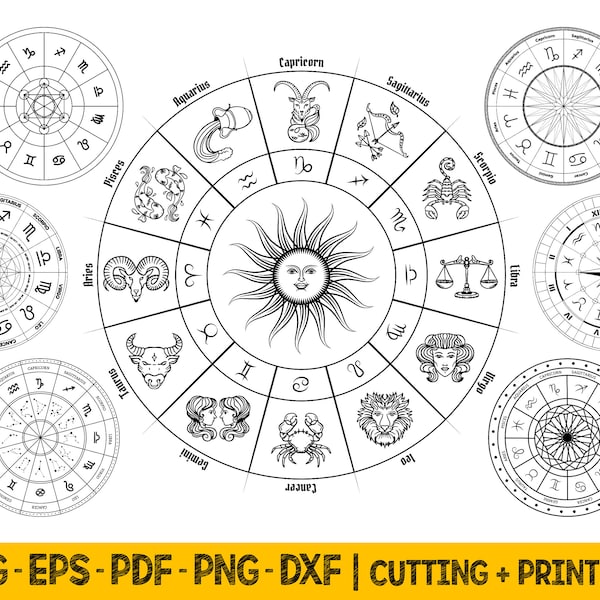 Zodiac Wheel of The Year Constellation Svg, Celestial Svg Bundle, Zodiac Svg Bundle, Zodiac Signs Svg For Cricut,  Stars Png For Sublimation