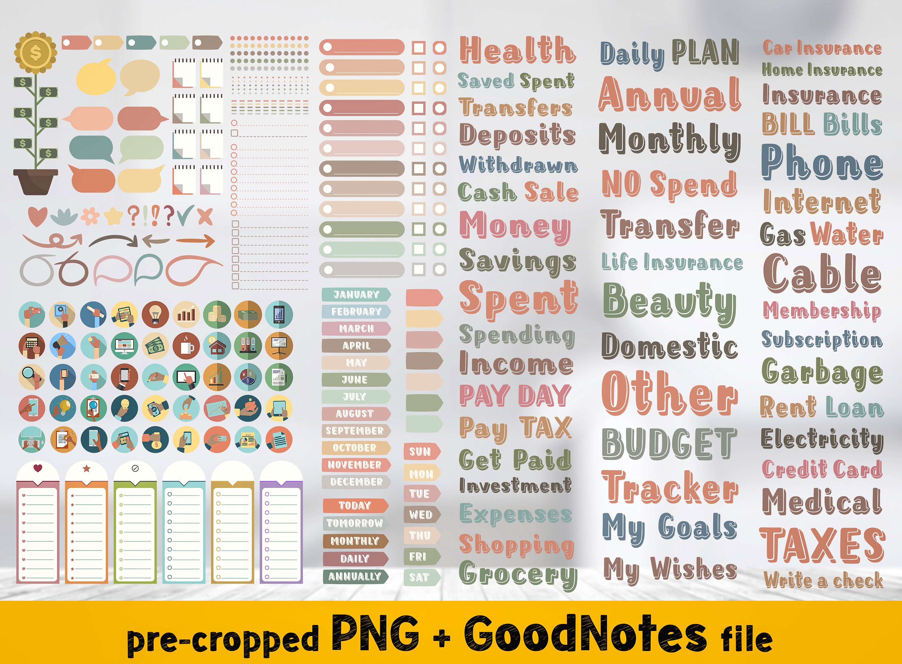 Budget Project Sticker Budget Stickers Goodnotes, Digital Planner Stickers for Budget Tracker ...