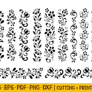Archivos SVG de borde de flores para Cricut, archivos SVG de flores de boda para Cricut, archivos cortados con láser, paquete SVG de uso comercial, archivos PNG para sublimación