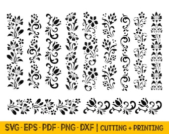 Flower Border Svg Files For Cricut, Wedding Flowers Svg Cricut Files, Laser Cut Files, Commercial Use Svg Bundle, Png Files For Sublimation