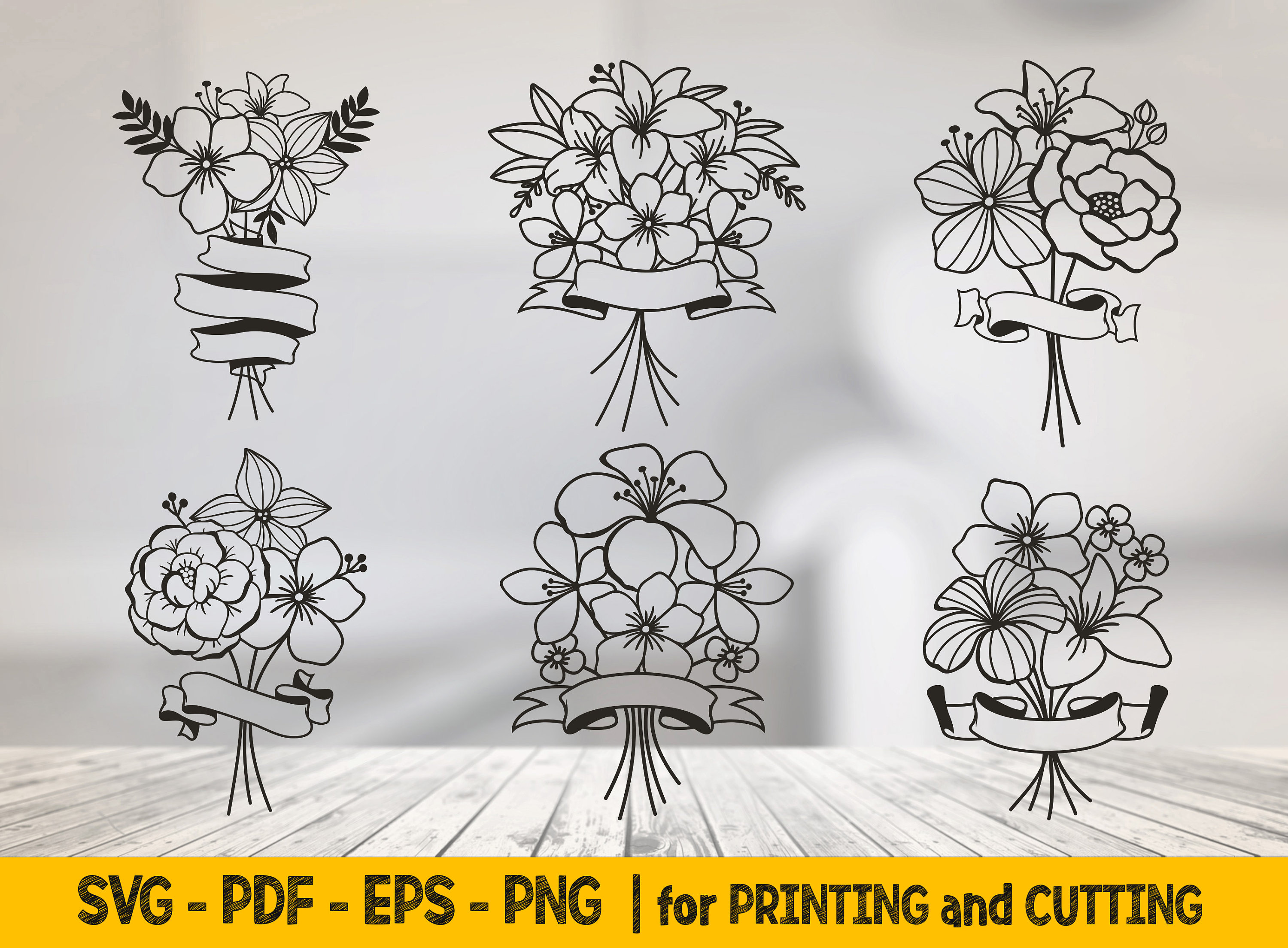 Flowers Svg Designs, Flowers Svg Files for Cricut, Bouquets of Flowers