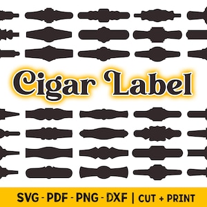 Cigar label template Svg cut files, Silhouette cigar wrapper template, Blank cigar label template Dxf, Png, 8.5x11 sheet printable labels