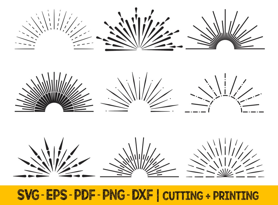 Sunshine Svg Cut Files, Sun Rays Svg Files for Cricut, Half Sun Svg Cut