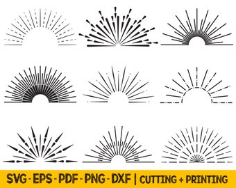 Sunshine Svg Cut Files, Sun Rays Svg Files For Cricut, Half Sun Svg Cut Files, Summer Svg, Boho Sun Svg Files, Sun Png Files For Sublimation