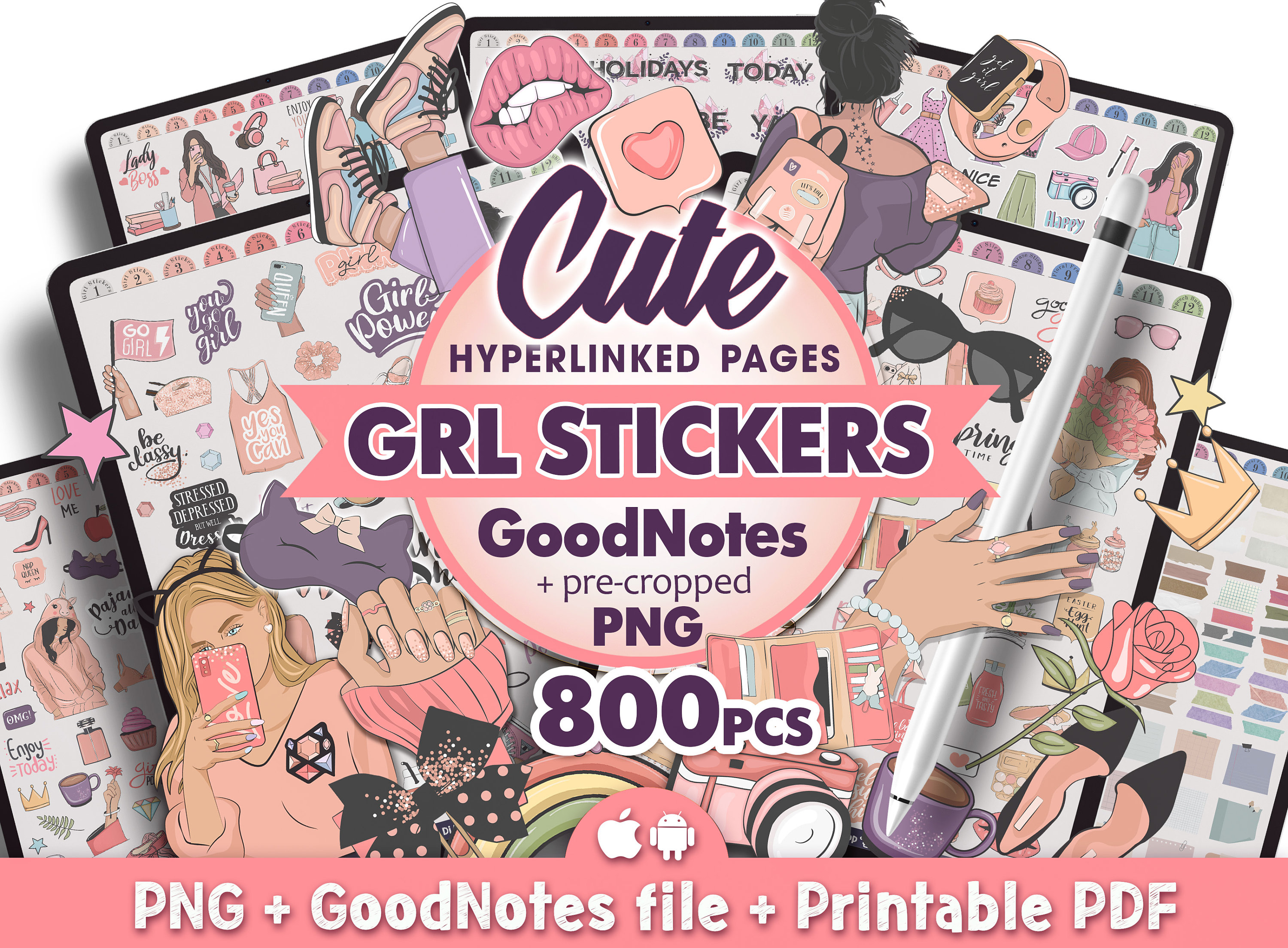 Random Sticker Pack, Aesthetic Sticker, Coconut Girl Sticker