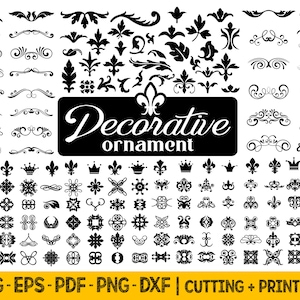 Cricut 用モノグラム SVG ファイル、装飾オーナメント SVG、アールデコ ボーダー SVG、フローリッシュ SVG デザイン、Cricut 用スウッシュ SVG、渦巻き SVG バンドル