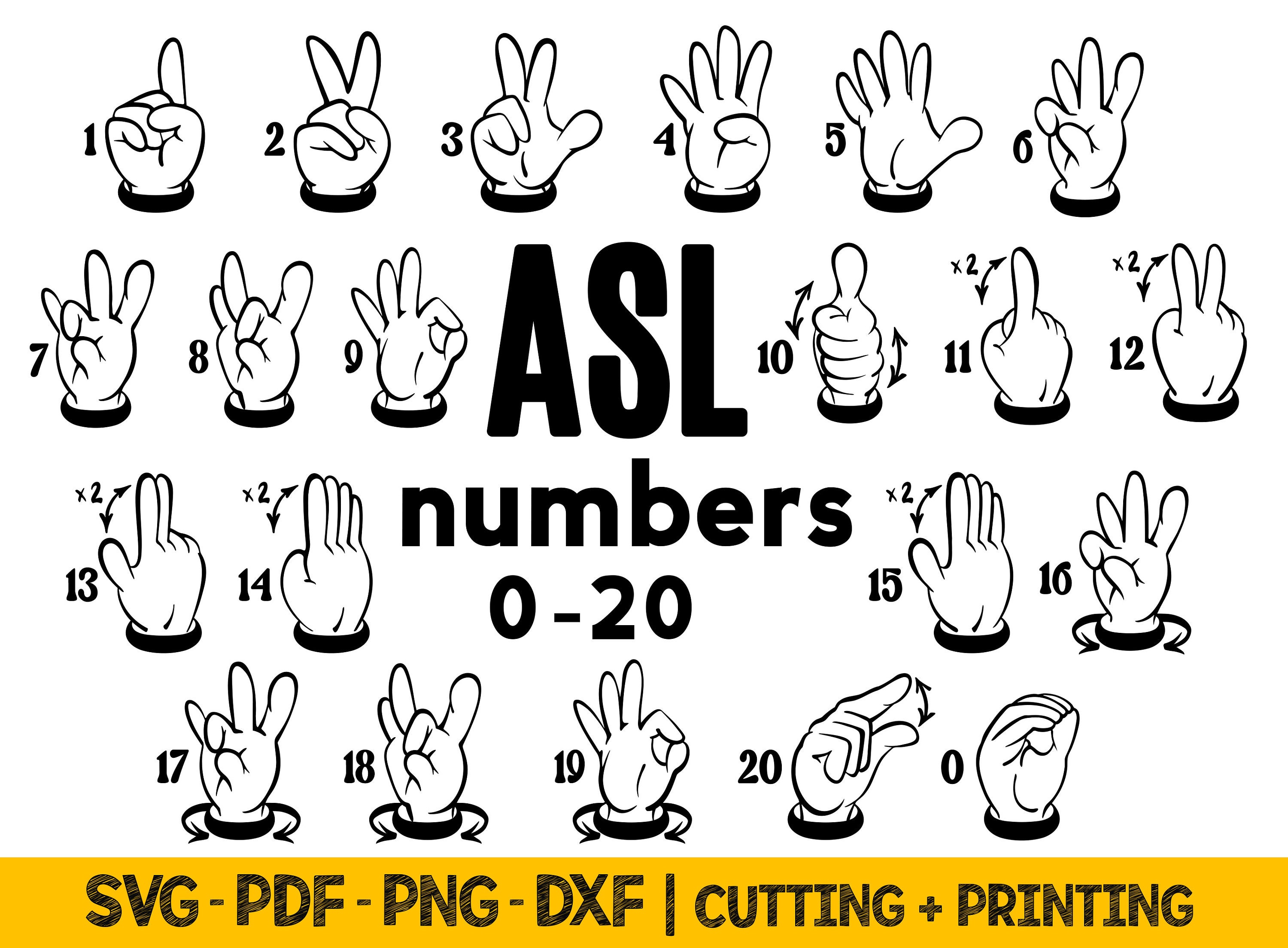 Asl Numbers Svg for Cricut, Sign Language Svg Files for Cricut, Vector ...