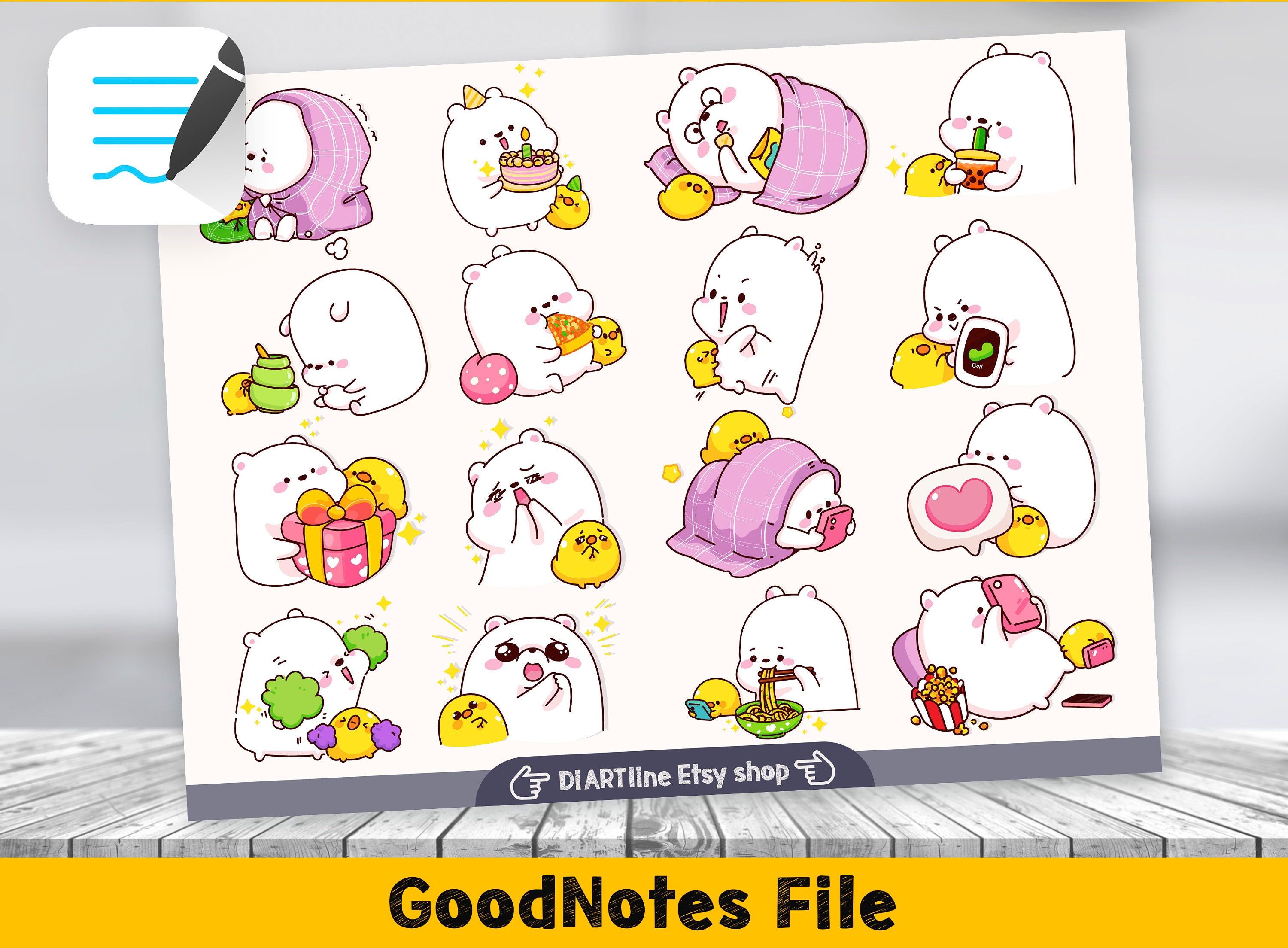 Cute Stickers for Digital Planner Goodnotes and Png, Digital Aesthetic ...