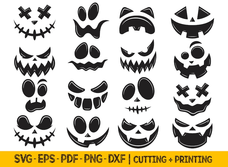 Spooky Ghost Face Svg bundle of files for cricut, sublimation, print and laser cut files in SVG, PDF, EPS, DXF formats and PNG format without background to create a design