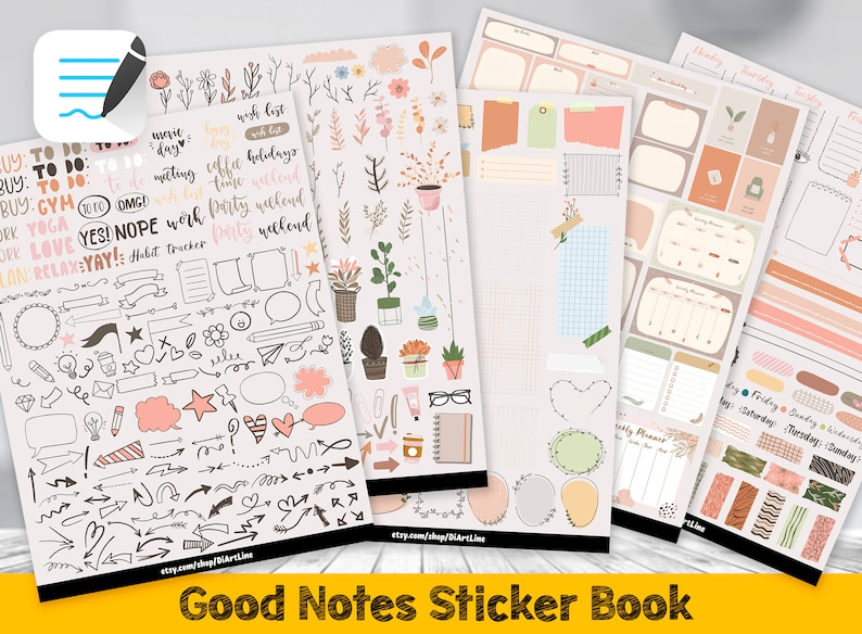 Digital Stickers Goodnotes Aesthetic Ipad Planner Digital Etsy