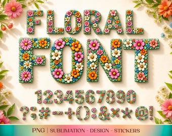 Floral letters clipart Png, Spring flower letters clipart, Png sublimation letters, Symbol & floral numbers PNG, Flower monogram Png letters