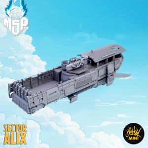 Repurposed Combat Barge - Sector AL-IX - Bishok Mini - 12mm Scale - 3D Printed Miniature - Terrain - SciFi - High Detail - Resin