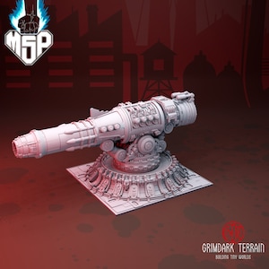 Arx Mechanicum Nova Cannon Emplacement - GrimDark Terrain - 3D Printed Miniature - Sci-Fi - Industrial - 6/8 mm - High Detail - Resin - Epic