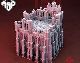 Duży budynek ruin Pałacu Cesarskiego V3 - GrimDark Terrain - Miniatura drukowana w 3D - Sci-Fi - Industrialny - 6/8 mm - Wysoka szczegółowość - Epicki