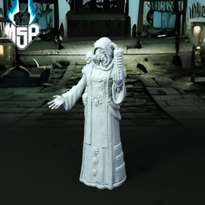Tech Priest Statue with/without Plinth (28/32 mm) - Statues Of Iron City - 3D Printed Miniature - SciFi - Grimdark - High Detail - Resin