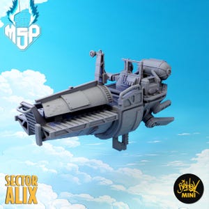 Civil Boat - Sector AL-IX - Bishok Mini - 12mm Scale - 3D Printed Miniature - Terrain - SciFi - High Detail - Resin