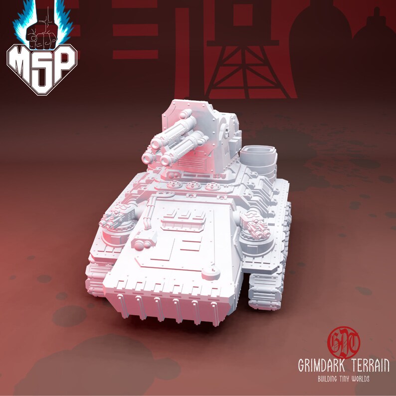 Puede incluir: Modelo de tanque futurista impreso en 3D en blanco, con una gran torreta y dos ca&ntilde;ones. El tanque tiene un dise&ntilde;o detallado con orugas y un escudo frontal. El modelo est&aacute; impreso en pl&aacute;stico blanco y est&aacute; listo para ser pintado.