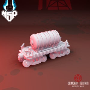 Heresy Train Liquid Waggon - GrimDark Terrain - 3D Printed Miniature - Sci-Fi - Industrial - 6/8 mm - Resin