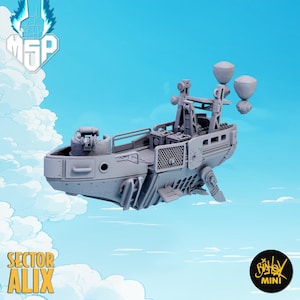 Pirate Mining Boat - Sector AL-IX - Bishok Mini - 12mm Scale - 3D Printed Miniature - Terrain - SciFi - High Detail - Resin