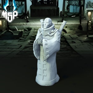 Priest Statue with/without Plinth (6/8 mm) - Statues Of Iron City - 3D Printed Miniature - SciFi - Grimdark - High Detail - Resin