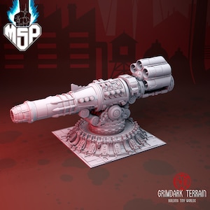 Arx Mechanicum Nova Cannon Six Shooter Emplacement - GrimDark Terrain - 3D Printed Miniature - Sci-Fi - Industrial - 6/8 mm - High Detail