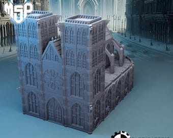 Cathedral - Epic Sector Sanctuary - Fabricator's Lair - 3D Printed Miniature - Gothic Terrain - Sci-Fi - Epic - 6/8 mm - Resin or PLA