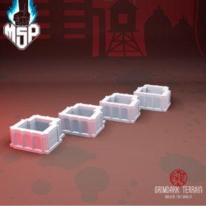 4x Walls Of Mytilene Tower Floor - GrimDark Terrain - 3D Printed Miniature - Sci-Fi - Industrial - 6/8 mm - Resin