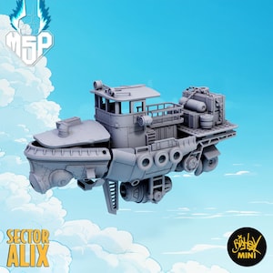 Merchant Ship - Sector AL-IX - Bishok Mini - 12mm Scale - 3D Printed Miniature - Terrain - SciFi - High Detail - Resin