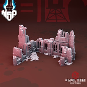 Imperial Palace Large Ruin - GrimDark Terrain - 3D Printed Miniature - Sci-Fi - Industrial - 6/8 mm - High Detail - Epic - Tabletop
