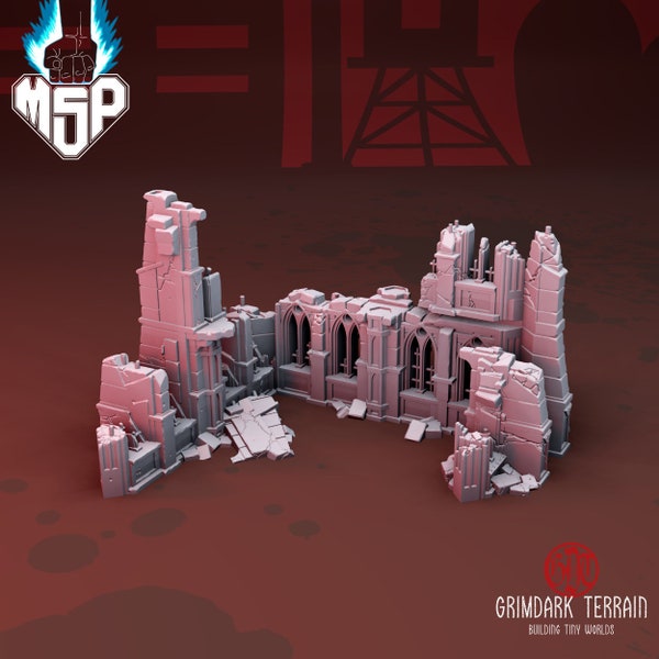 Imperial Palace Large Ruin - GrimDark Terrain - 3D Printed Miniature - Sci-Fi - Industrial - 6/8mm - High Detail - Epic - Tabletop