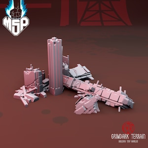 Imperial Palace Ruin Rubble V1 - GrimDark Terrain - 3D Printed Miniature - Sci-Fi - Industrial - 6/8 mm - High Detail - Epic - Tabletop