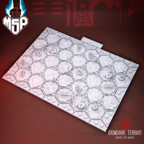 Campaign Hex Map Set (32 Tiles) - GrimDark Terrain - 3D Printed Miniature - Sci-Fi - Industrial - 6/8mm - High Detail - Epic - Own Nameplate