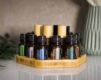 Ölständer HEXA in Sechseckform für 6x 10ml Roll-Ons und 12x 15ml Öle von doTERRA / Young Living - Aufsteller Ölhalter Display handmade