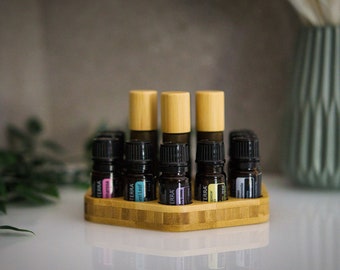 Ölständer HEXA in Sechseckform für 6x 10ml Roll-Ons und 12x 5ml Öle von doTERRA / Young Living - Aufsteller Ölhalter Display handmade